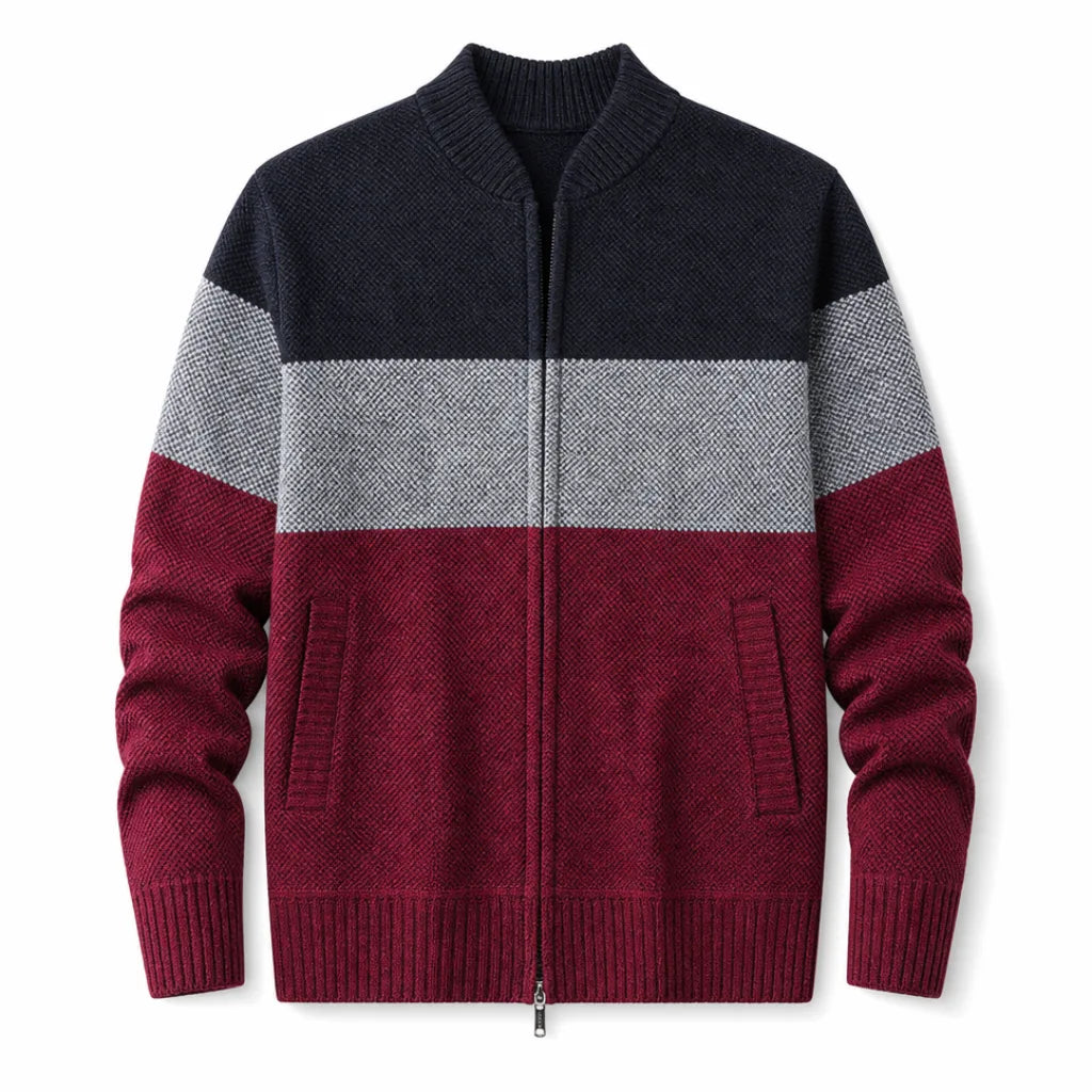 Weston Colorblock Knit Jacket - Color:Red;Size:S