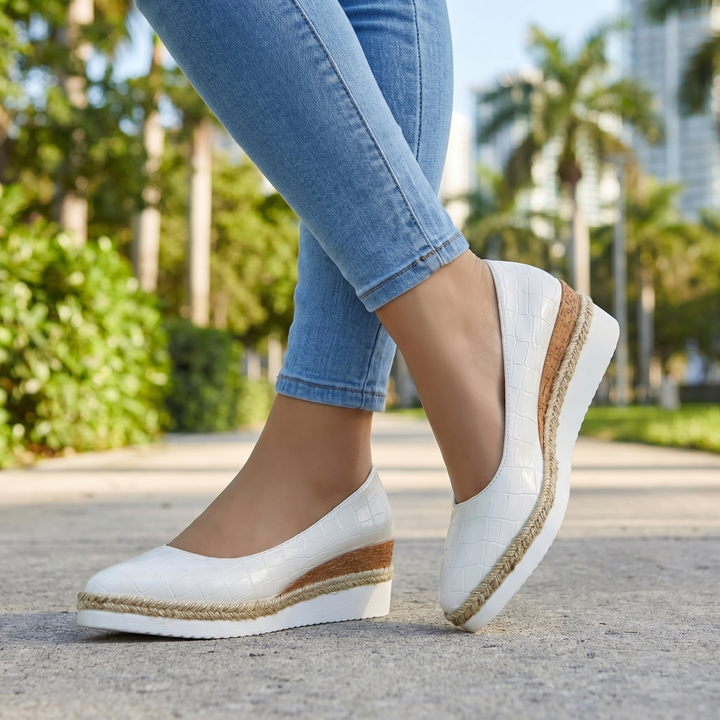 White Aria Linen Pointed Espadrilles 1