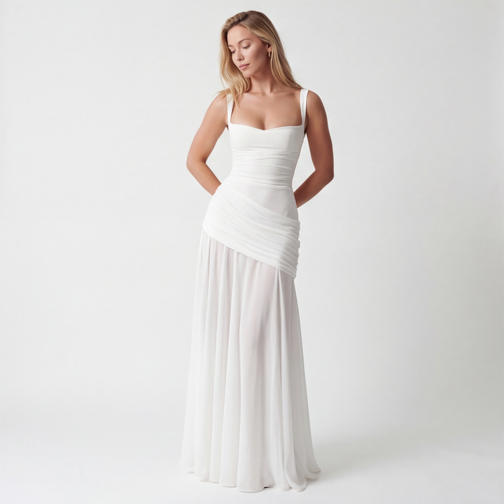 white Hizilent Elena V-Neck Dress 2