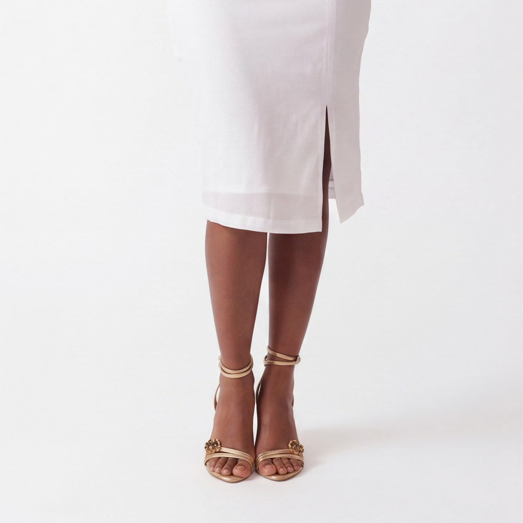 White Elena V-Neck Petal Dress 3