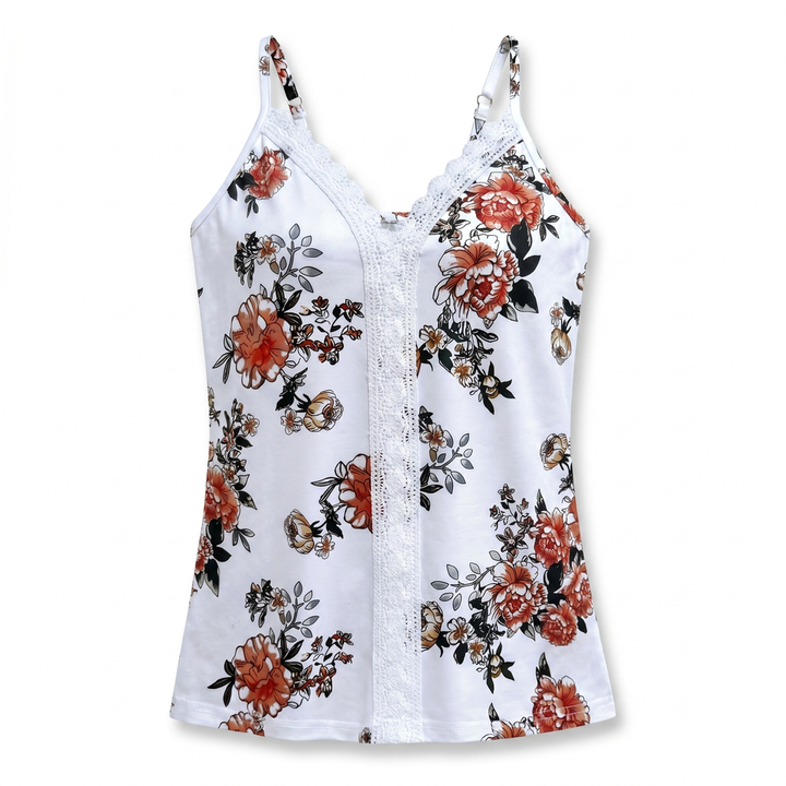 White Elara Cotton Lace Cami 1