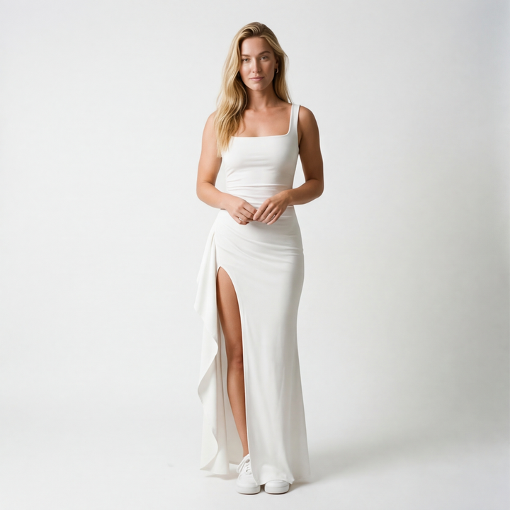White Elena Valli Backless Maxi 2