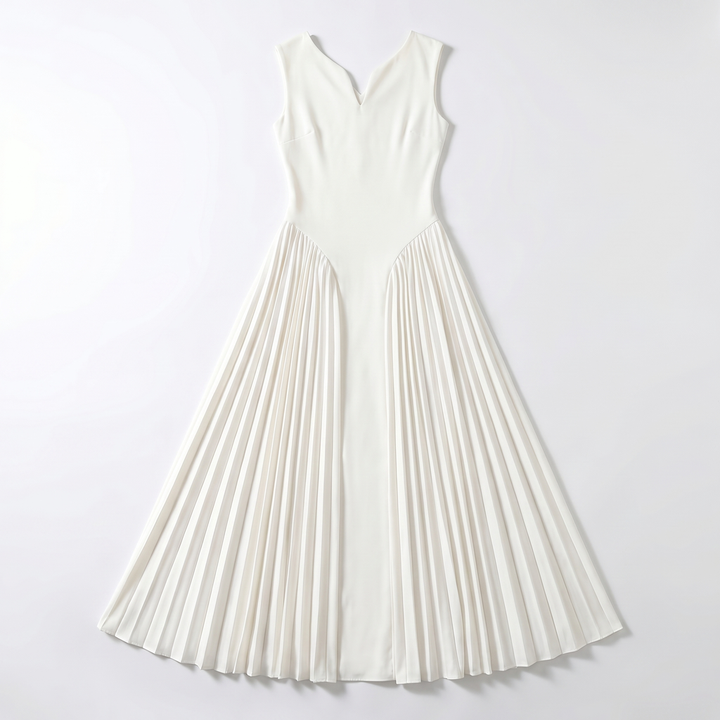 White Julianna Pleated Maxi Dress 1