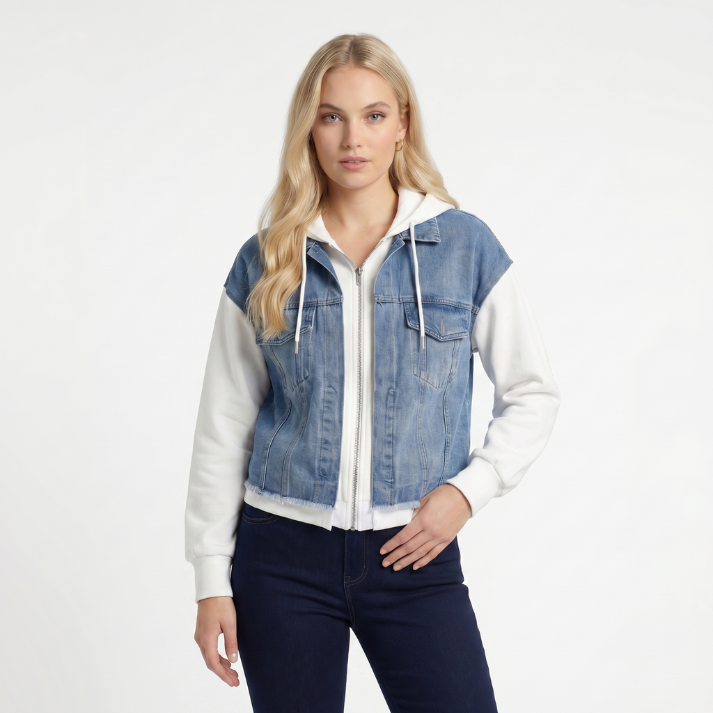 White Riley Layered Denim Jacket 2