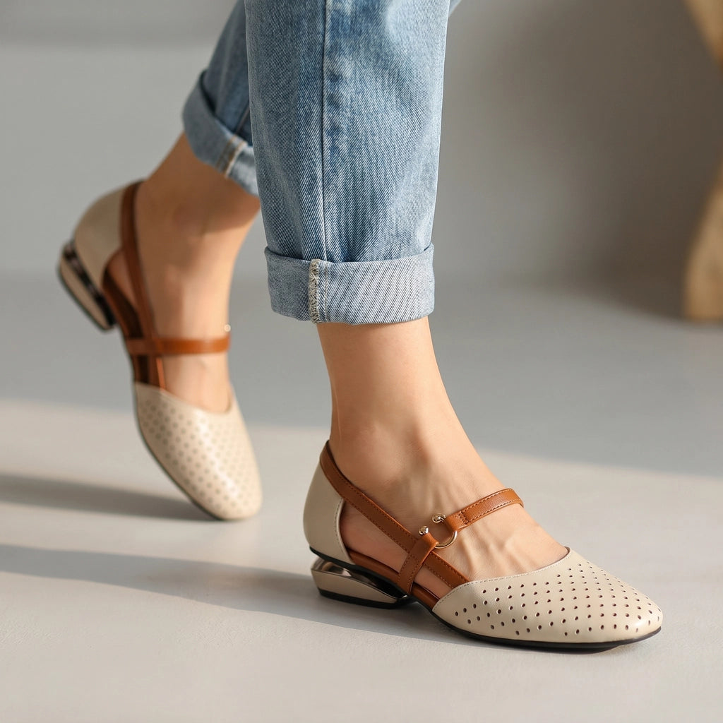 Josie Cut-Out Sandals - Color:White;Size:35