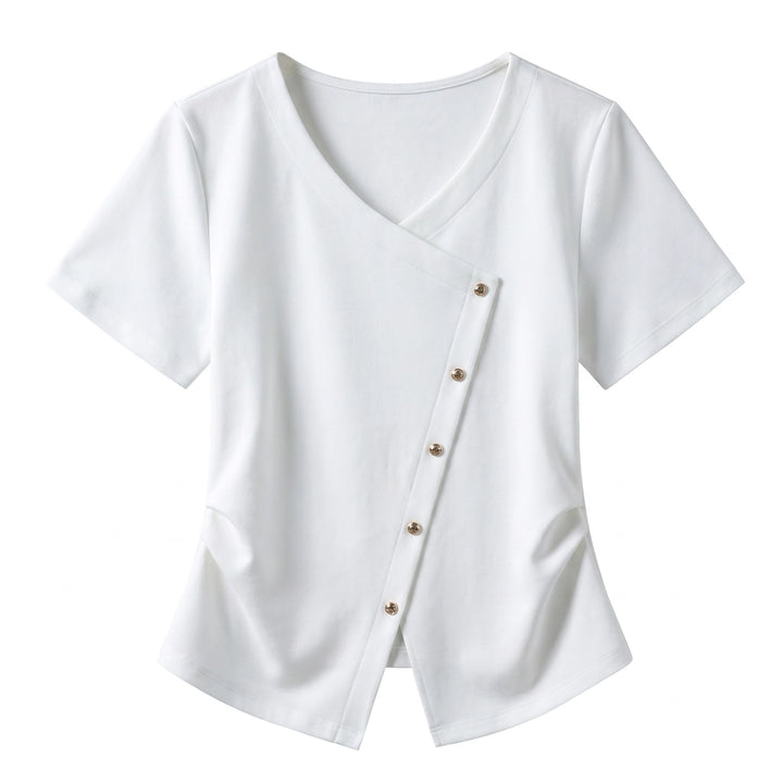 Sabrina Asymmetric Top - Color:White;Size:S