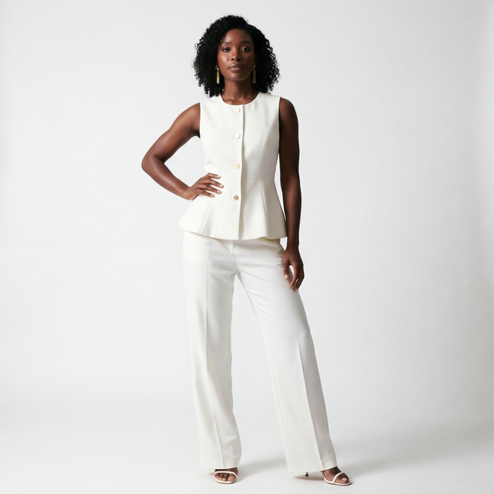 White Vest + Trousers Set Aria Vance Tailored Vest Set 1