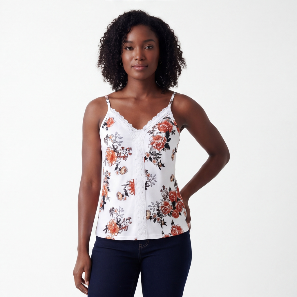 White Elara Cotton Lace Cami 2