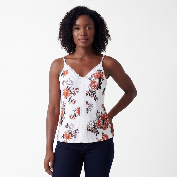 White Elara Cotton Lace Cami 2