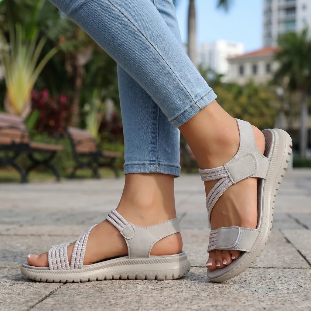 Gray Wolcott Wedge Strap Sandals 1