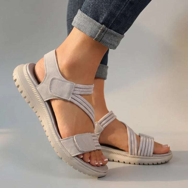 Whitney Wedge Strap Sandals - Color:Gray;Size:36