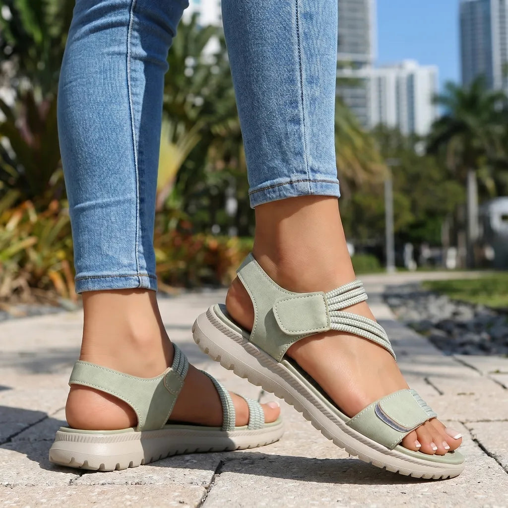 Light Green Wolcott Wedge Strap Sandals 2