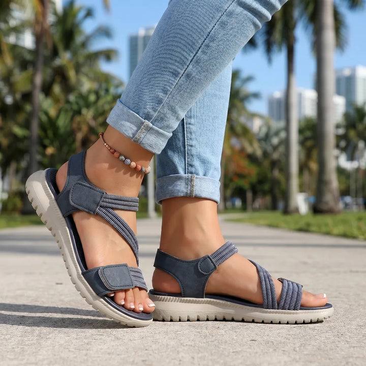 Navy Blue Wolcott Wedge Strap Sandals 1