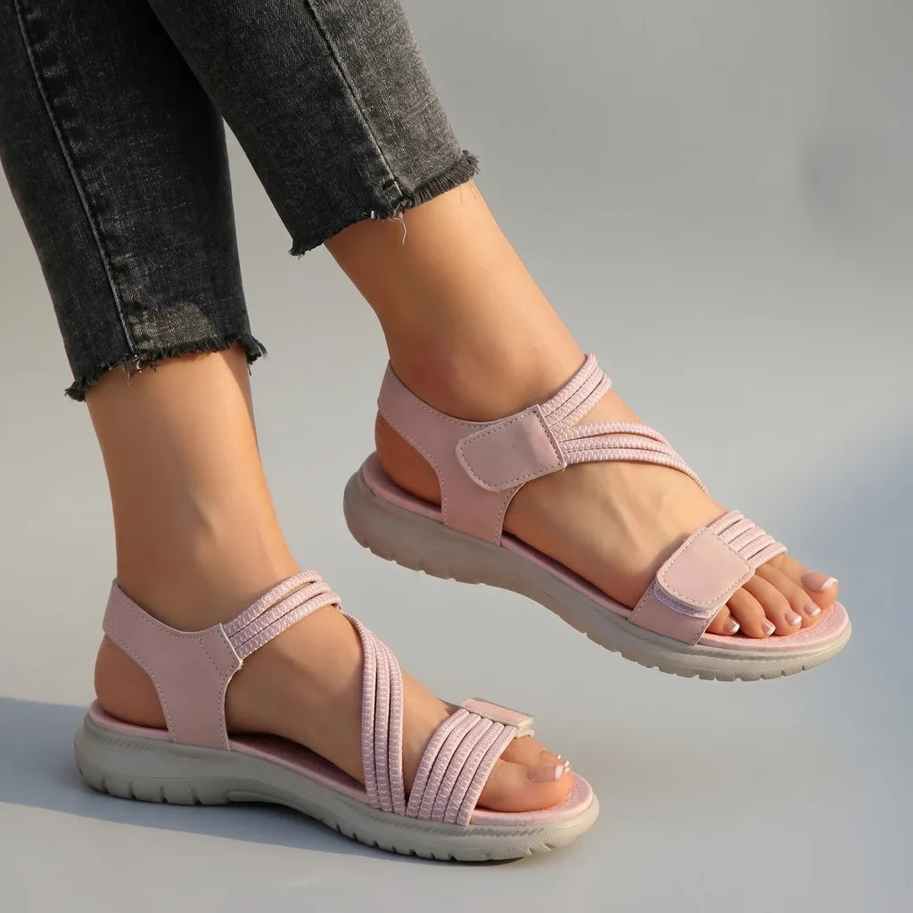 Whitney Wedge Strap Sandals - Color:Pink;Size:36