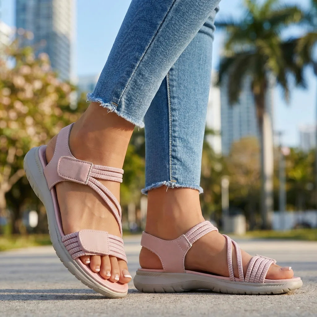 Pink Wolcott Wedge Strap Sandals 1