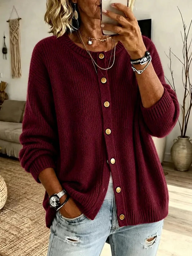 Whitney | Women's Soft Knit Cardigan - Color:Red;Size:XS