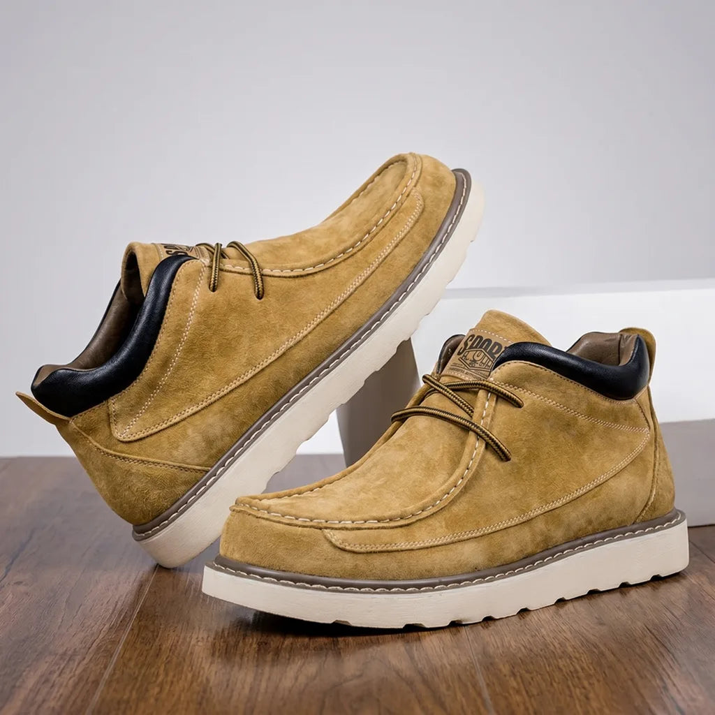 William Leather Work Boots - Color:Camel;Size:38