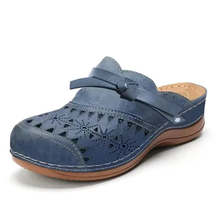 Willow Perforated Wedge Clogs - Color:Blue;Size:35