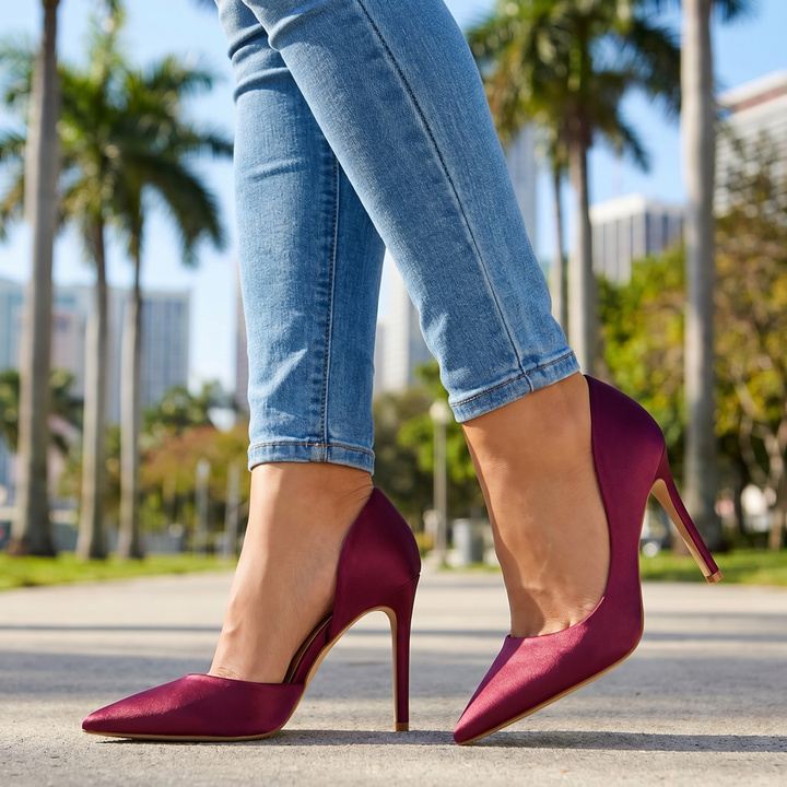 Wine Red Bigtree Selina Satin Pumps 1