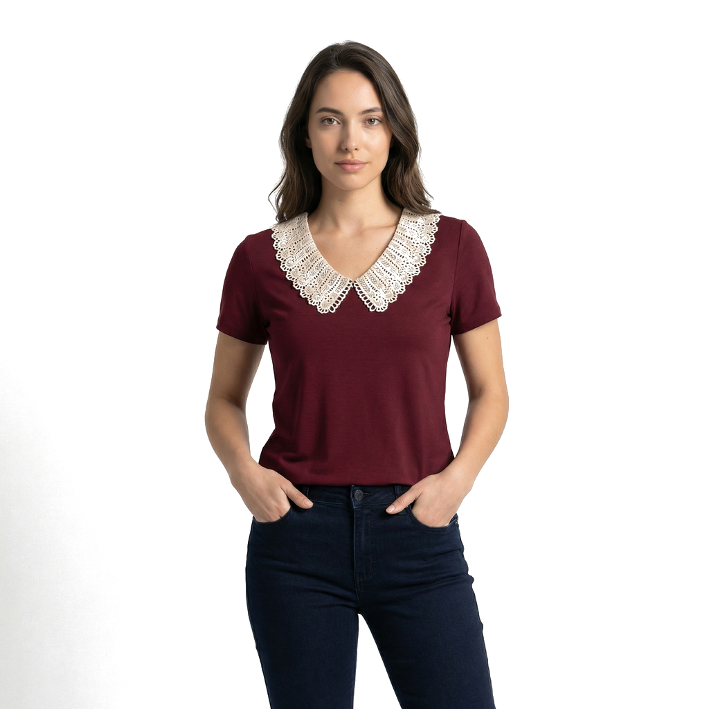 Tiffany Lace Trim Top 1