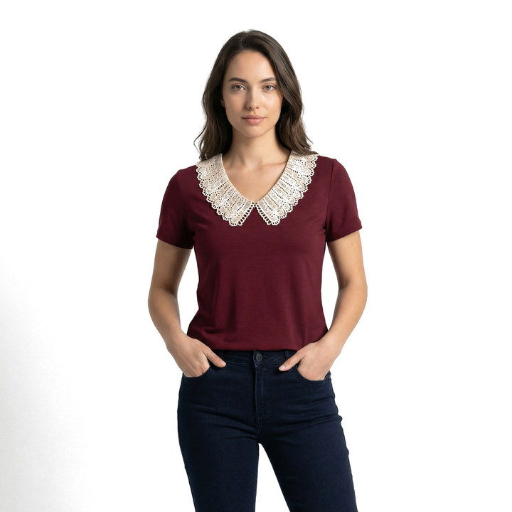 Tiffany Lace Trim Top 1