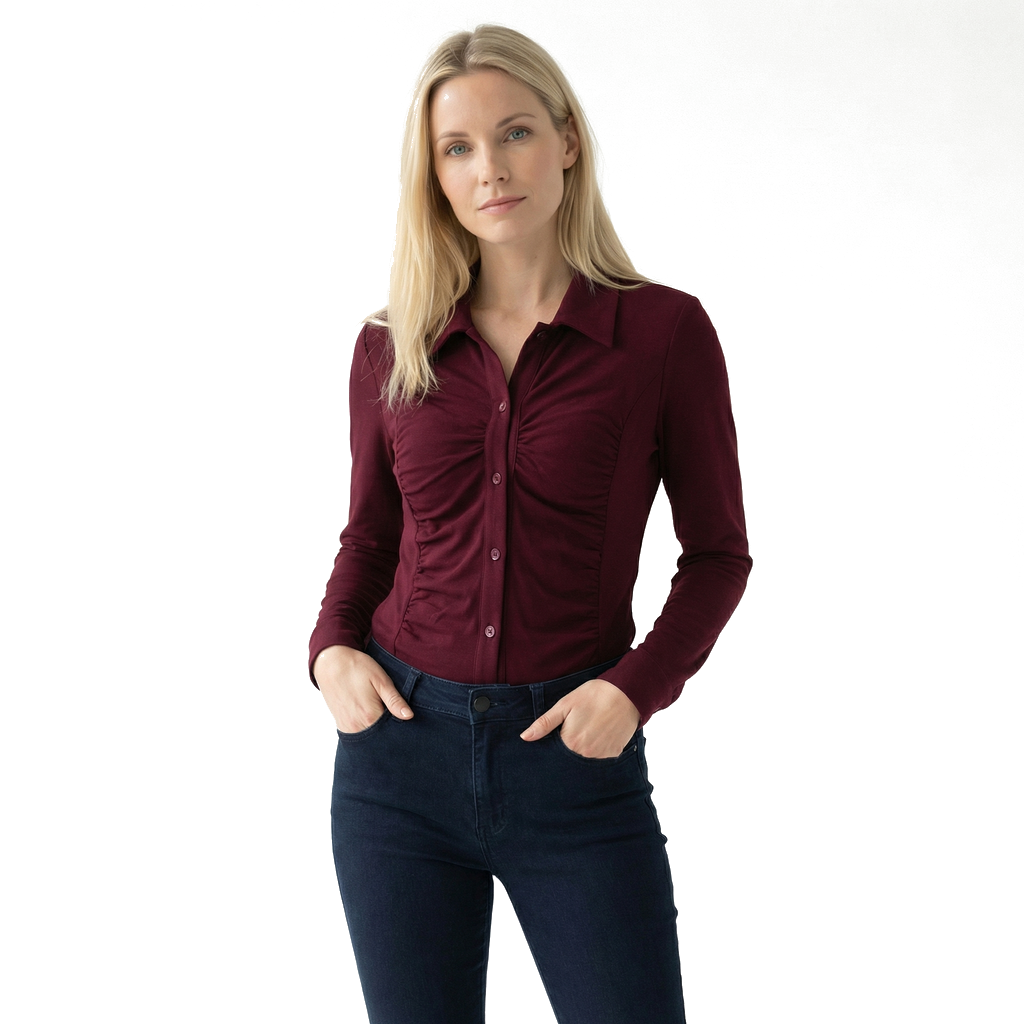 Wine Red Elara Mercer Longline Shirt 3