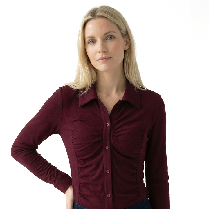 Wine Red Elara Mercer Longline Shirt 2