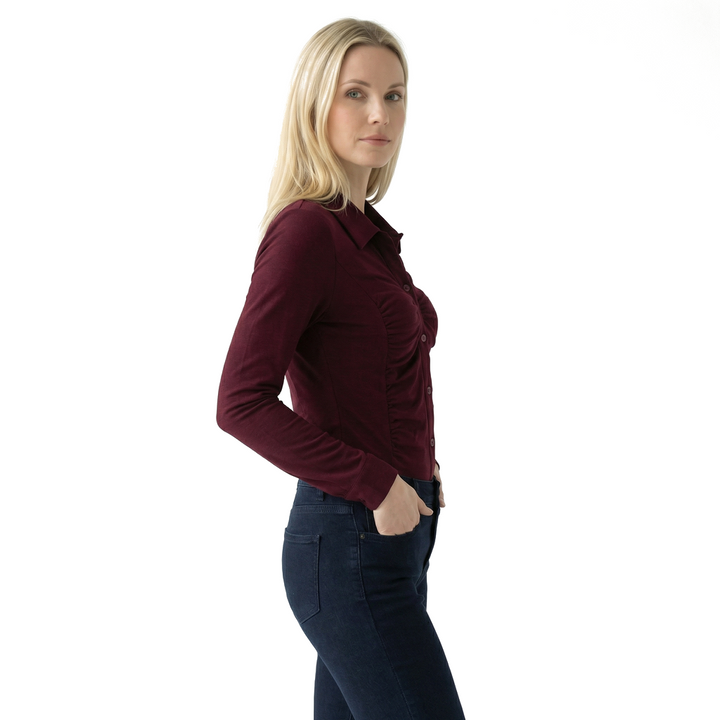 Wine Red Elara Mercer Longline Shirt 1