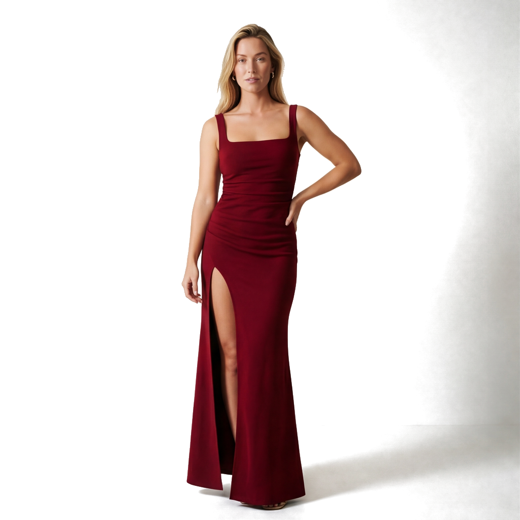 Wine Red Elena Valli Backless Maxi 2