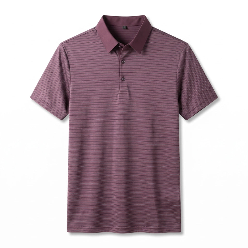 Leon Striped Polo Shirt - Color:Wine Red;Size:S
