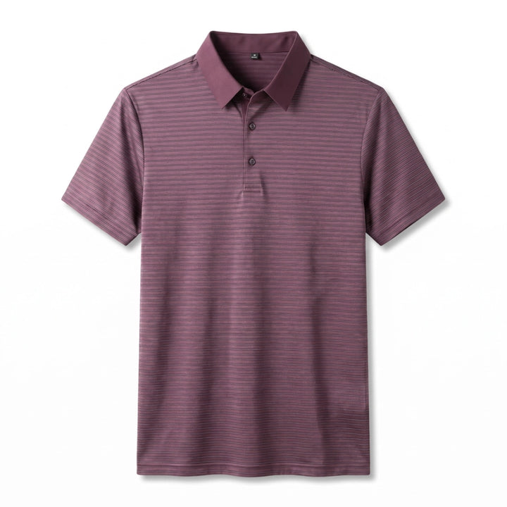 Leon Striped Polo Shirt - Color:Wine Red;Size:S