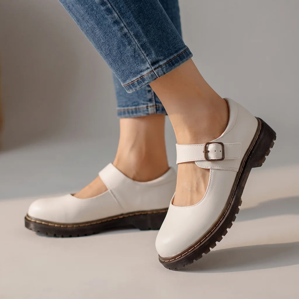 Winifred | Mary Jane Shoes - Color:White;Size:35