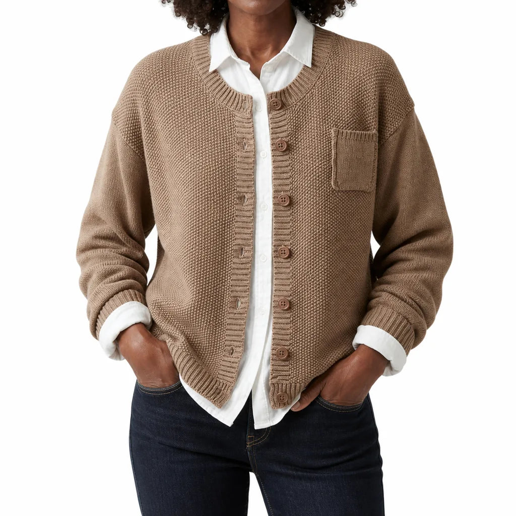 Winifred | Women's Cardigan for Warmth - Color:Beige;Size:XS