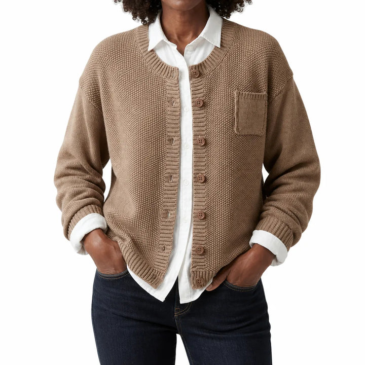 Winifred | Women's Cardigan for Warmth - Color:Beige;Size:XS