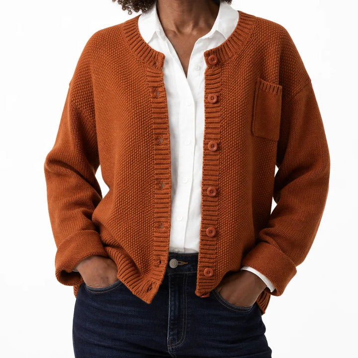 Winifred | Women's Cardigan for Warmth - Color:Brown;Size:XS