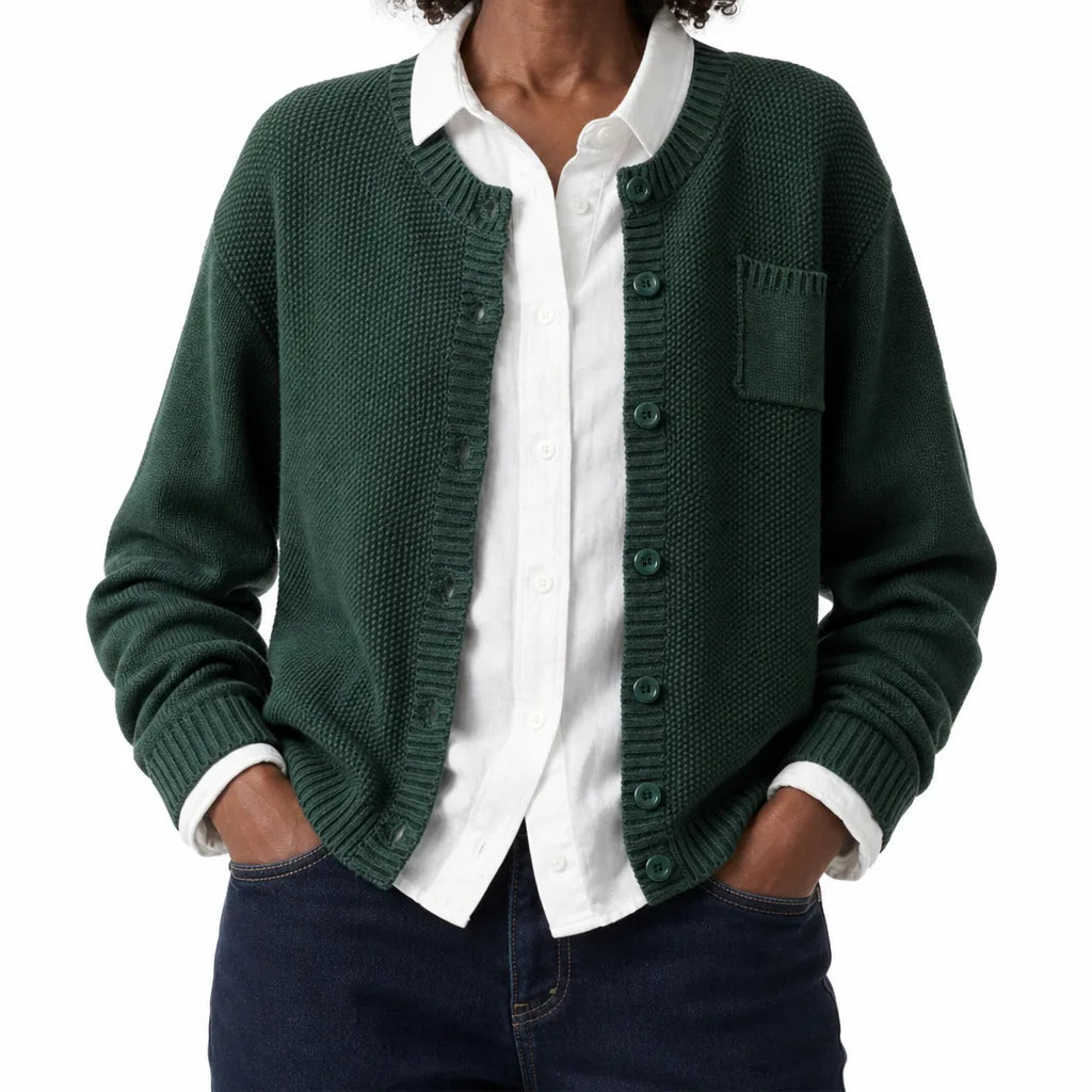 Winifred | Women's Cardigan for Warmth - Color:Green;Size:XS