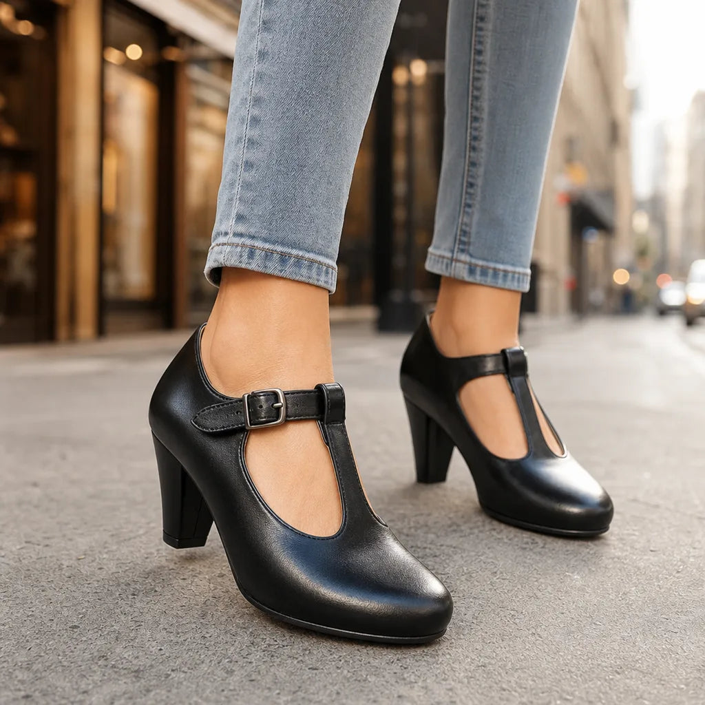 Women's Black Winifred | Women's Orthopedic Classic Mary Jane Heels