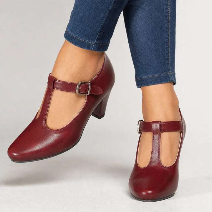 Winifred | Women's Classic Mary Jane Heels - Color:Red;Size:35