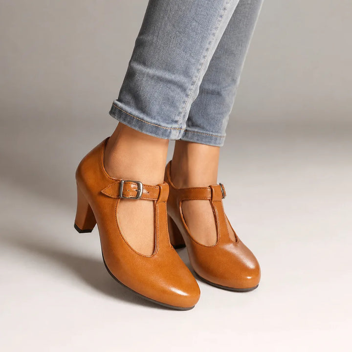 Winifred | Women's Classic Mary Jane Heels - Color:Yellow;Size:35