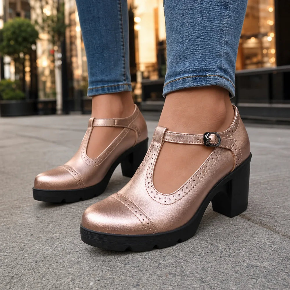 Women's Yellow Woodward | Women's Orthopedic Block-Heel Mary Jane Shoes