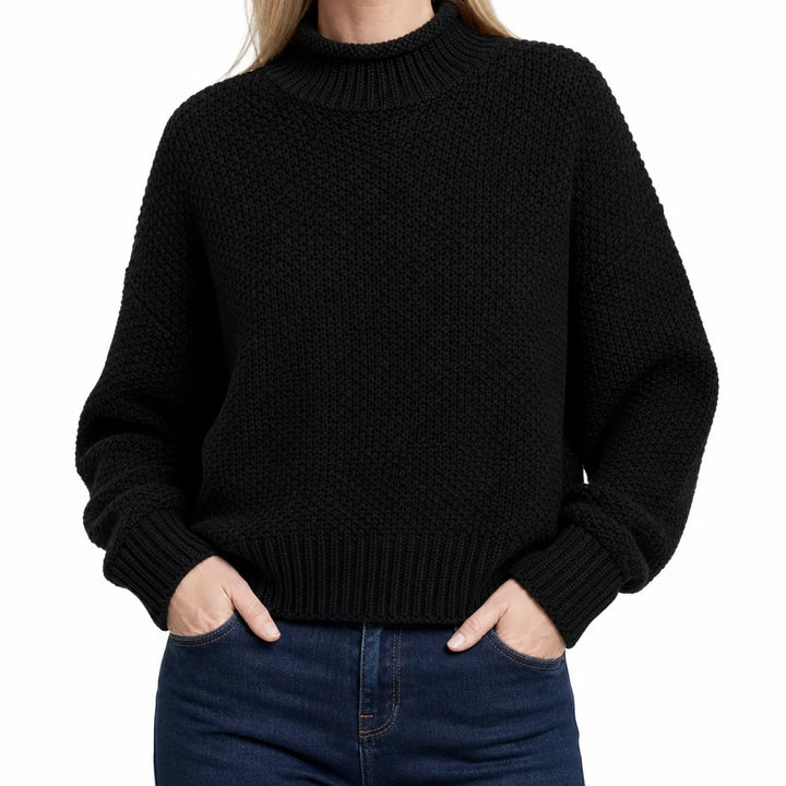 Wren Cowl Neck Knit Sweater - Color:Black;Size:XS
