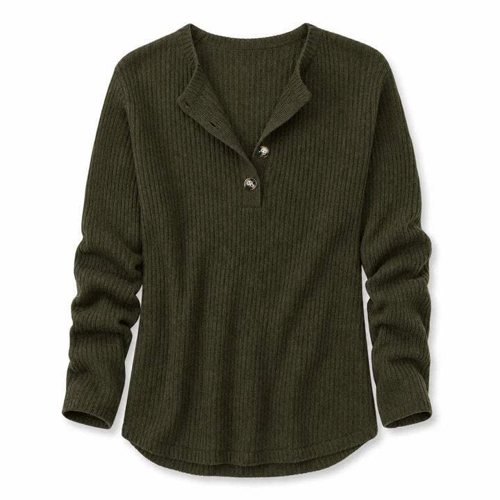 Women's Green Faulkner Ribbed Half-Placket Pullover