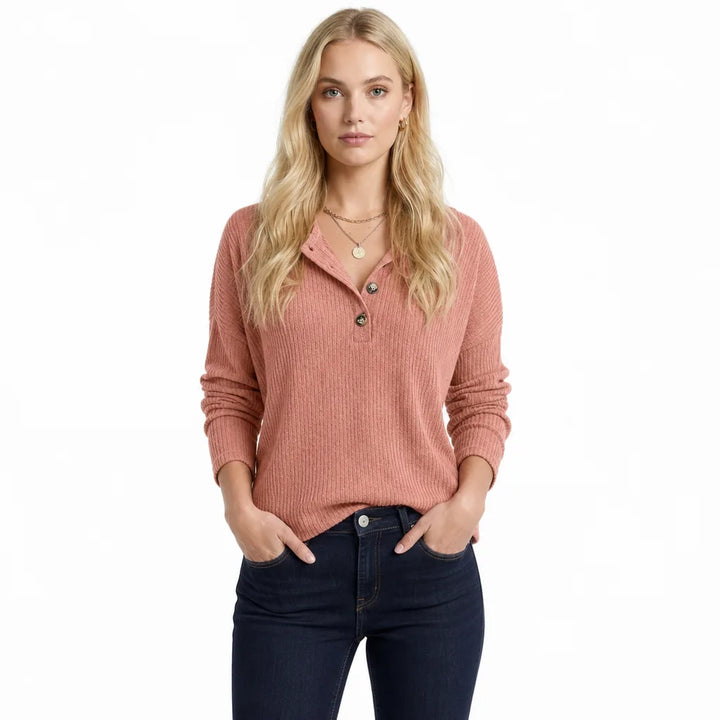Women's Pink Faulkner Ribbed Half-Placket Pullover