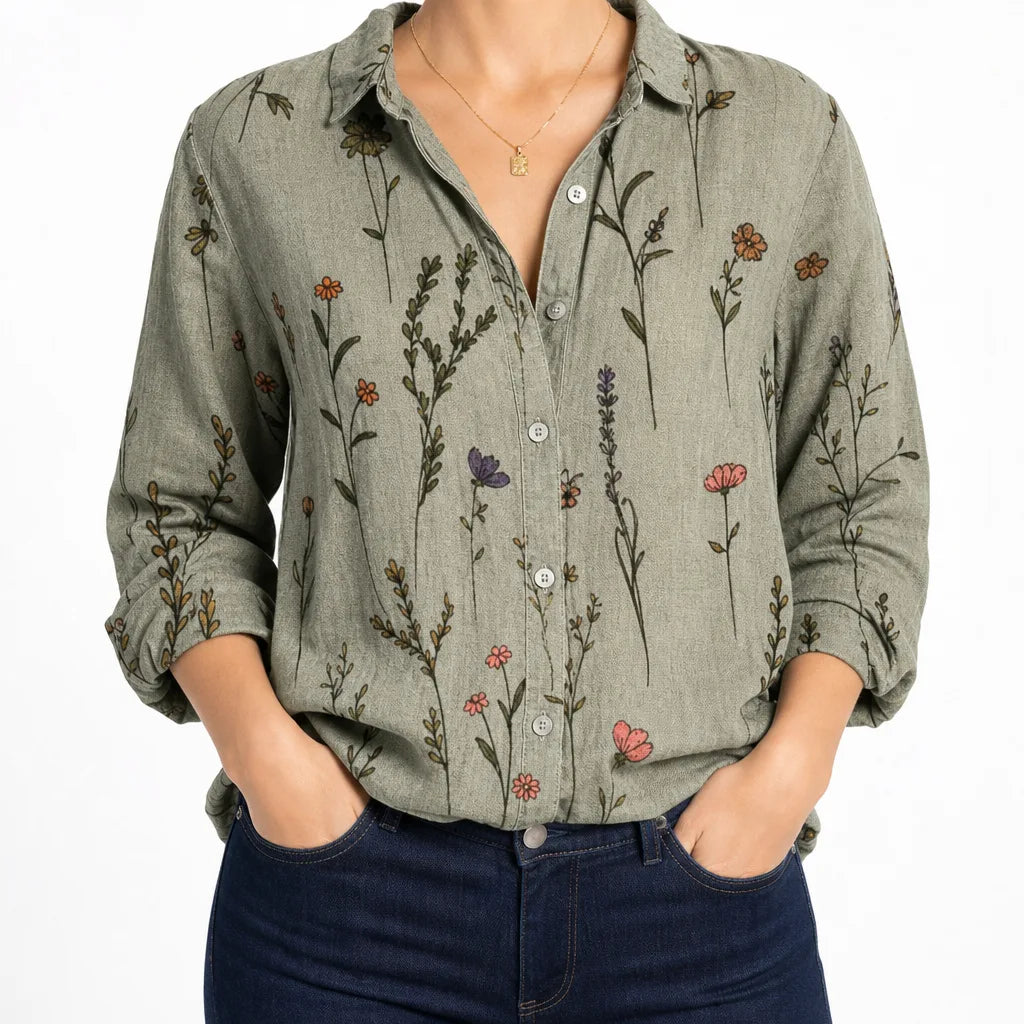 Wrenna | Women's Fall Western Top - Color:Gray;Size:XS