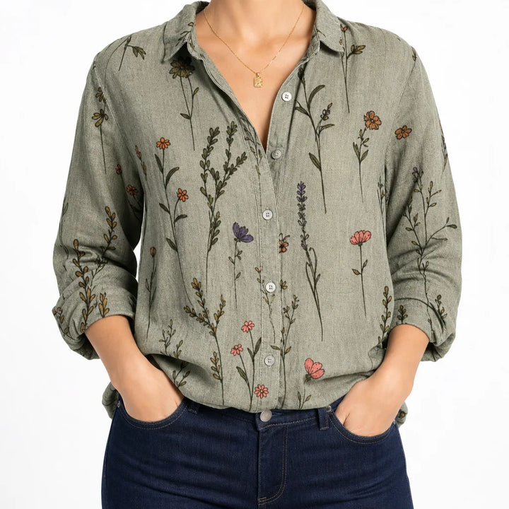 Wrenna | Women's Fall Western Top - Color:Gray;Size:XS