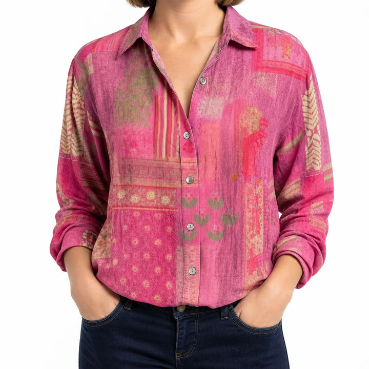 Wrenna | Women's Fall Western Top - Color:Pink;Size:XS