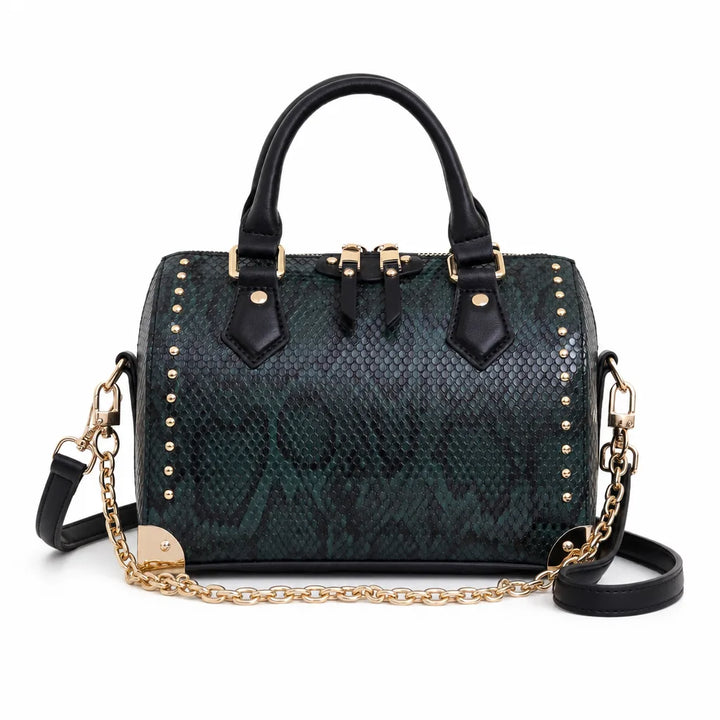 Wyatt Snake Print Pillow Bag - Color:Green