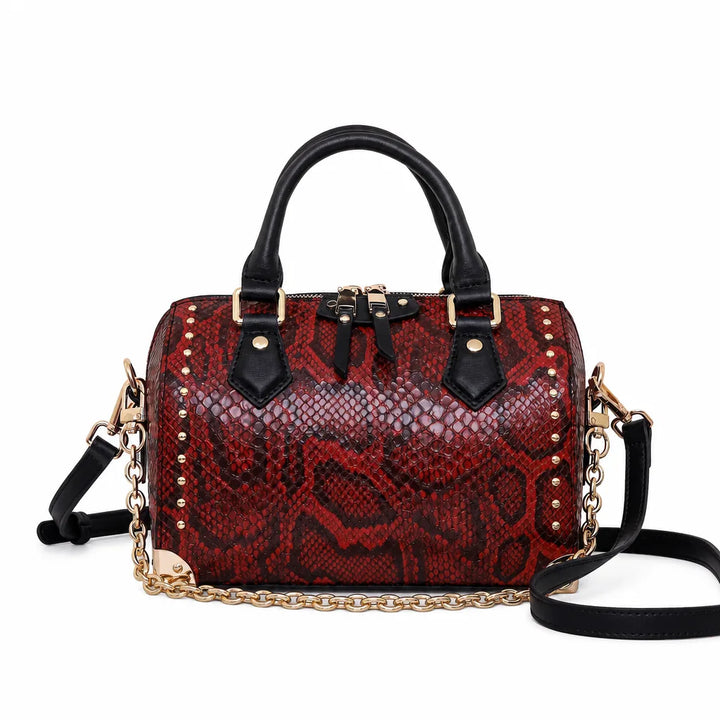 Wyatt Snake Print Pillow Bag - Color:Red