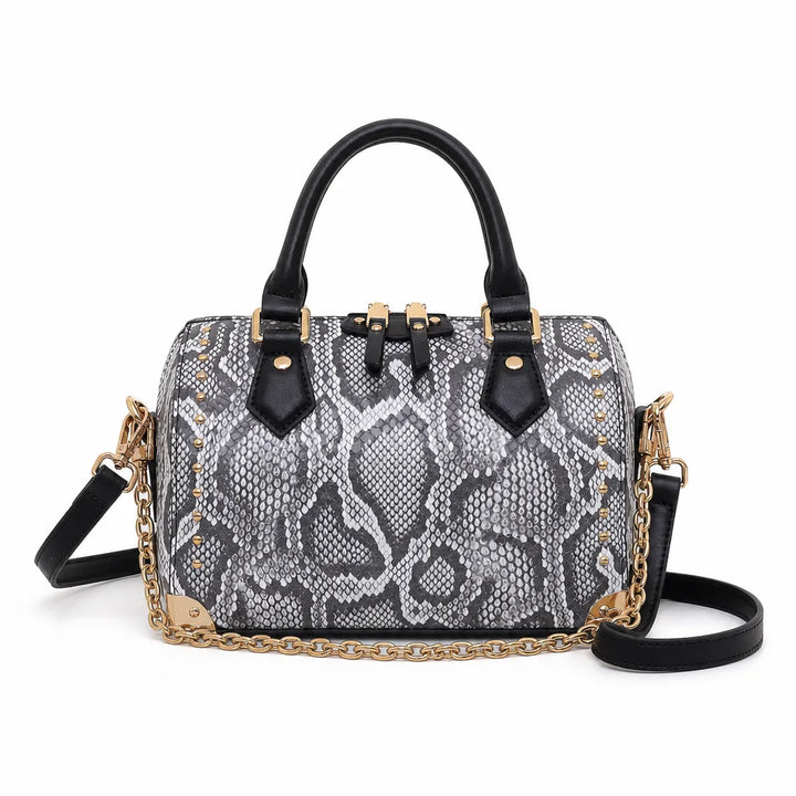 Wyatt Snake Print Pillow Bag - Color:White
