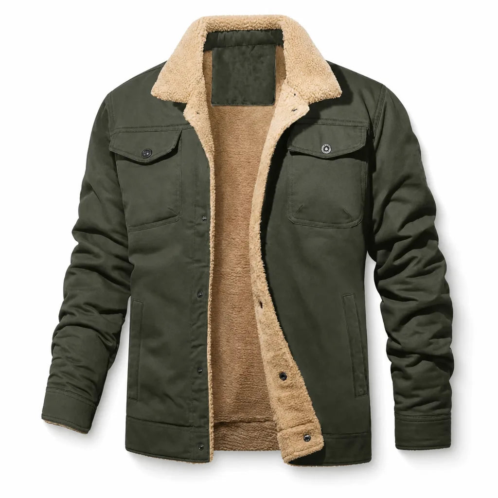 Wyche | Men's Sherpa Lined Bomber Jacket  - Color:Army Green;Size:XS